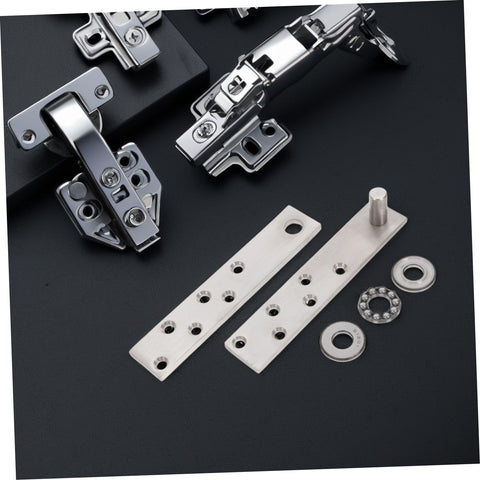 Hidden Door Pivot Hinges For Bookcases And Cabinets Heavy Duty Stainless Steel System displayed on a black surface