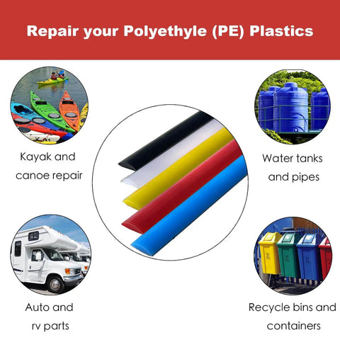 HDPE Plastic Welding Rods Kit With 40 Flat Repair Rods 9.8 Inches Long for repairing car bumpers, water tanks, canoes, and more