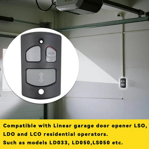 Replacement Deluxe Go To Wall Console Panel For Linear Garage Door Opener HAE00001 on installed garage door.