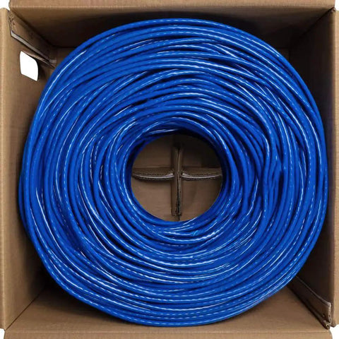Cat6 Ethernet Cable 1000ft Bulk Blue UTP 550MHz 23AWG in box for home office networking