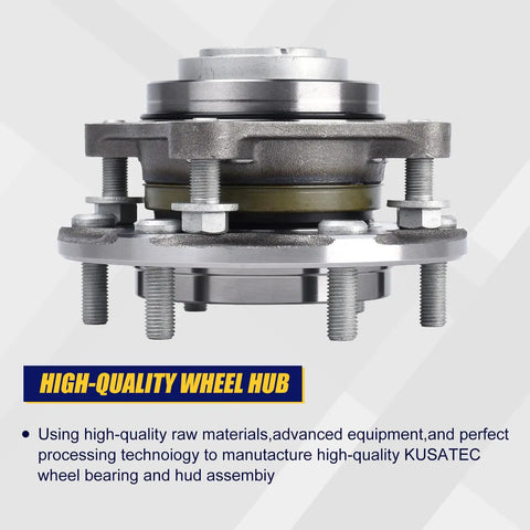 Close-up of a heavy-duty 6-lug front wheel hub assembly with ABS for 2003-2019 Toyota 4Runner, FJ Cruiser, and Tacoma vehicles.