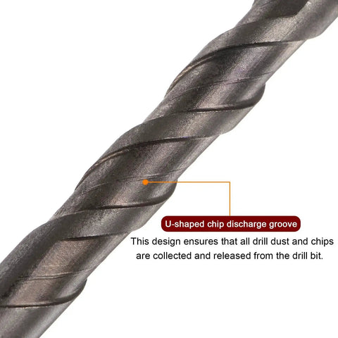Close-up of 12mm Titanium Coated Masonry Drill Bits Set with durable YG6X carbide and U-shaped chip discharge groove.