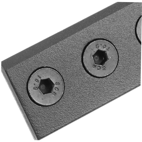 Close-up of heavy duty sliding barn door hardware track connectors repair bracket kit with fixing plate