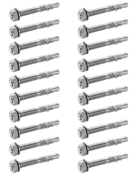 20 Pack Five Sixteenth Inch By Two And Three Quarter Inch 316 Stainless Steel Wedge Anchors For Office Garage Marine Use Durable Corrosion Resistant