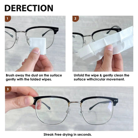 PreMoistened Lens Wipes For Eyeglasses And Camera Lenses Ammonia Free ScratchFree cleaning demonstration with glasses