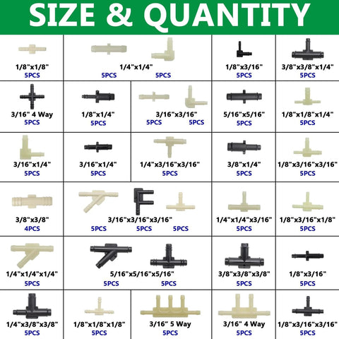 32 sizes vacuum connector kit for cars and trucks nylon vacuum line fittings set with various sizes displayed.