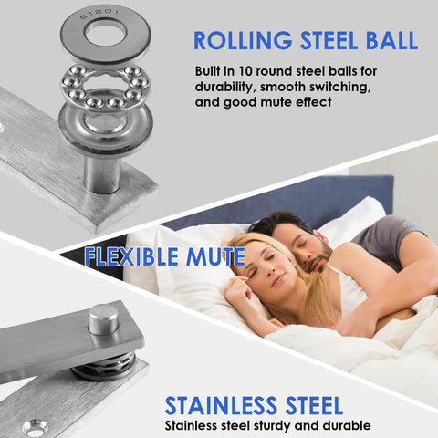 Heavy Duty Door Pivot Hinges 2 Pack For Wood Doors Up To 300 Lb With 360 Degree Hidden Rotation, close-up of hinge features.