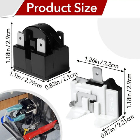 Six Pack Universal Refrigerator Start Relay And Overload Protector Kit dimensions and installation example