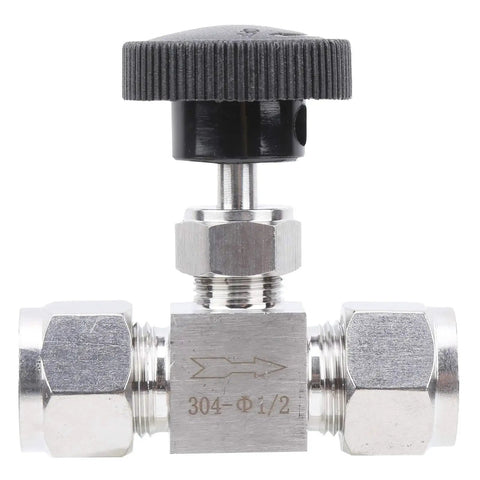 High Pressure Needle Valve for Water and Gas Control, 304 Stainless Steel, with Precise Adjustment Dial, 1/2 Inch Threaded