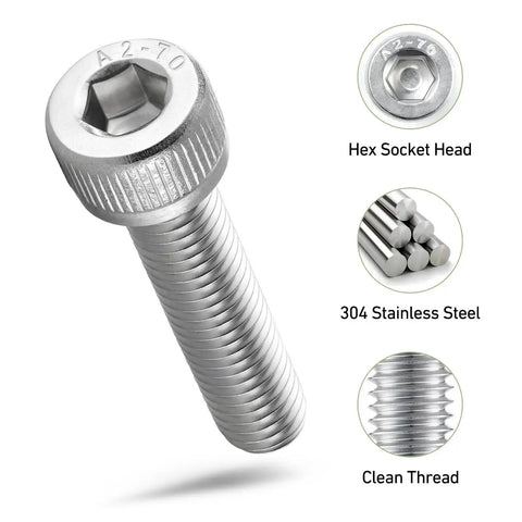 Ultimate M3 Screws And Nuts Kit For 3D Printing 750 Piece Set In 304 Stainless Steel 18 8 Stainless Hex Socket Head close-up