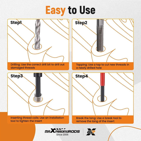 Step-by-step guide using 320 Piece Helicoil Thread Repair Kit With Metric And SAE Thread Restorer Set, DIY Friendly, HSS Drill Bits.