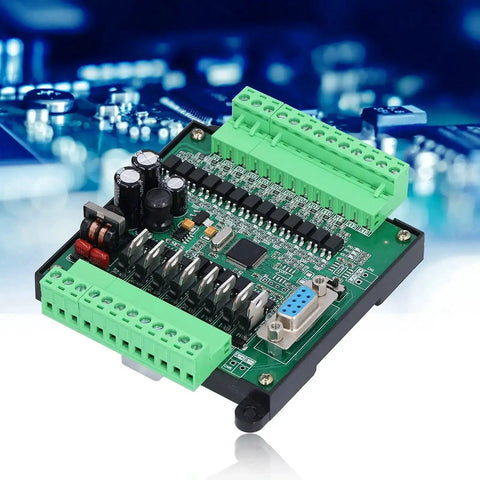 Industrial 12V Programmable Logic Controller with Relay Output and Base Plate for plug and play setup control of DC motors and valves.