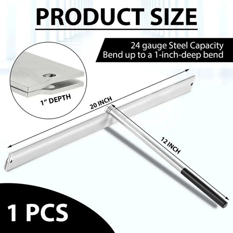 20 Inch Sheet Metal Folding Hemming Tool Heavy Duty Steel Bender For Standing Seam Roofing And HVAC Duct Panels, silver.