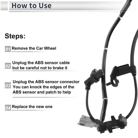 RATCHROLL front-right ABS wheel speed sensor with wiring harness and gray connector