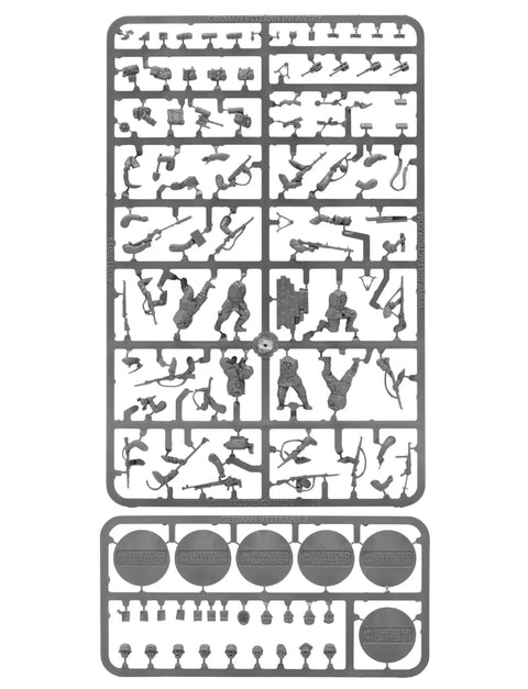 Sprue of 28mm German Army Veterans Infantry Platoon Plastic Miniatures For Bolt Action War Game, parts for 30 figures