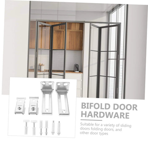 1Set Bifold Door Hardware Kit for Sliding Doors With Roller Replacement Parts and Durable Track System displayed in front view