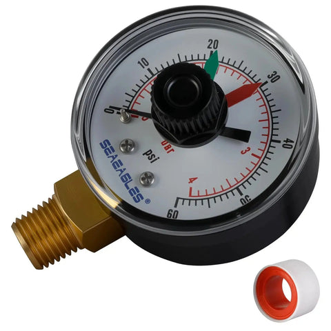 Replacement Pressure Gauge For Pool And Spa Systems One Quarter Inch NPT Back Mount Two Inch Dial 0-60 Psi Four Bar SeaEagles ECX2712B1