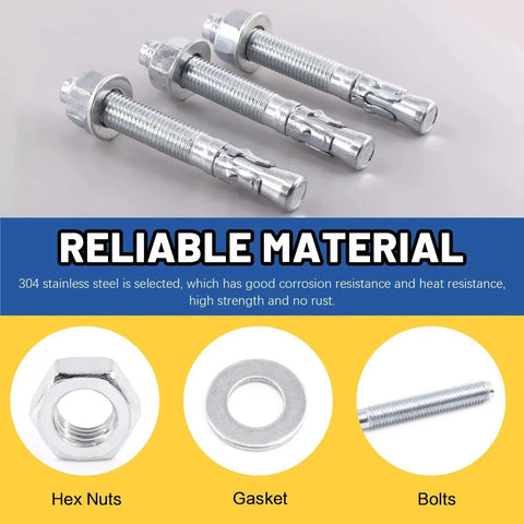 Six Piece Wedge Anchors Three Quarter Inch By Six Inch Zinc Plated Heavy Duty Concrete Fasteners Carbon Steel Construction Ideal