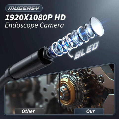 Endoscope Camera With Light For Inspections And Tight Spots Pro Grade Tool 4.3 Inch IPS Screen Delivers 1920P HD Video 8 LED Lights