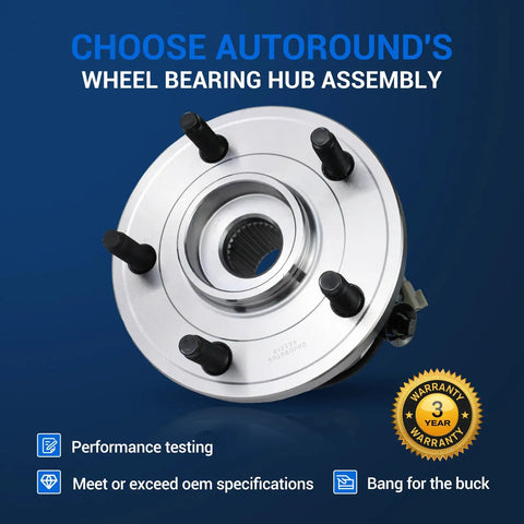 Front Wheel Hub And Bearing Assembly 5 Lug With ABS Fits 2005 2006 2007 2008 2009 2010 Jeep Grand Cherokee And Commander Drop-In Replacement Front Axle Hub Unit