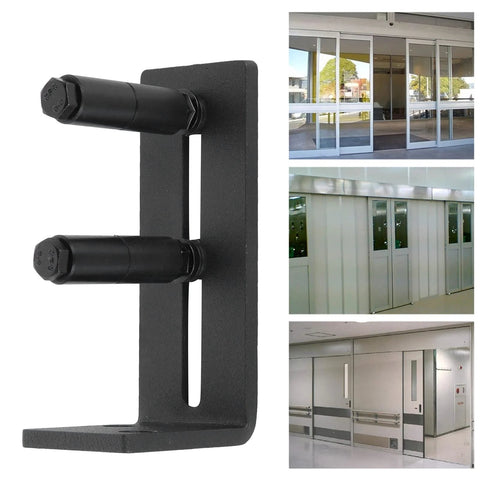Heavy Duty Floor Mount Sliding Barn Door Guide with Adjustable Carbon Steel Bottom Roller and Wall Mounted Bracket.