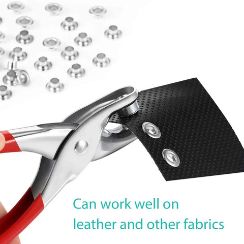 DIY Grommet Eyelet Pliers Kit With 300 Metal Eyelets For Belts Shoes Clothes And Leather Projects using 1/4 inch punch tool