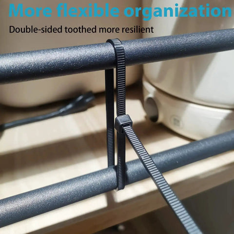 12 Inch Zip Ties Double Sided Toothed 100 Lbs Tensile Strength Heavy Duty Tough As Nails Cable Wire Ties installed on railing