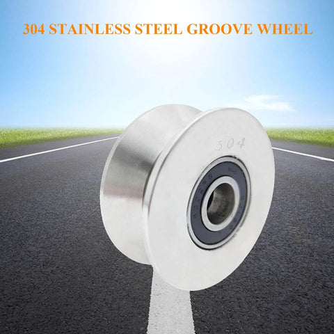 3 Inch V Groove Gate Wheel Stainless Steel Roller With Double Bearings, Heavy Duty Beefed Up Sliding Door Caster, 304 Stainless V Track Wheel For Gate Replacement And Sliding Gate Hardware displayed on road