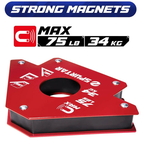 Heavy Duty Welding Magnets 6 Pack With 75 Lb Each, Magnetic Clamps And Holders For Hands Free Welding, Strong Ferrous Metal Positioning Tools, Angles At 45 90 And 135 Degrees, Spurtar