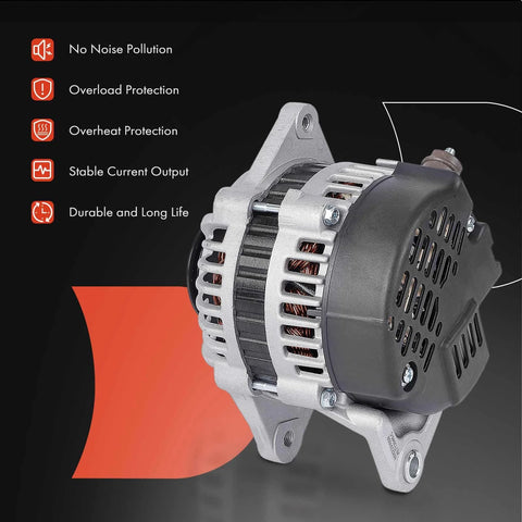 Alternator For Kia Rio And Spectra Series 12V 80A With 4-Groove Pulley Clockwise Easy Plug-And-Play Replacement, rear view