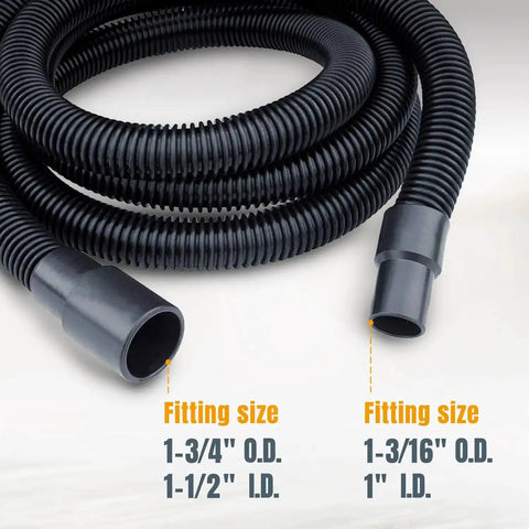 10 Ft Dust Collection Hose Kit With 5 Fittings For Woodworking Tools And Shop Vacuums Fits 1 In And 1-1/2 In OD Ports Image