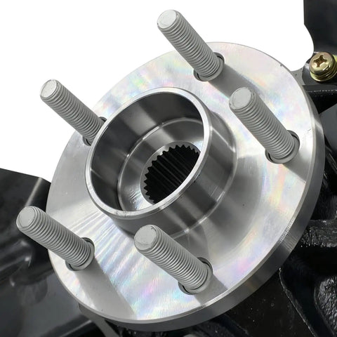 Close-up of beefed-up front left steering knuckle and hub bearing assembly for 2013-2019 Escape driver side replacement