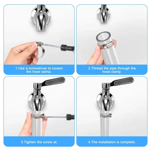 Demonstration of 40 Piece Stainless Steel Hose Clamp Set With Adjustable Worm Gear Clamps installation process on pipes