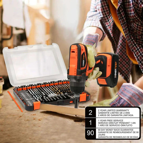 All In One 112 Piece Drill Bit Set With One Quarter Inch Hex Shank For Impact Driver And Screwdriver Bits In A Durable Tough Case For Wood Metal Masonry Drilling And Fastening ENERTWIST