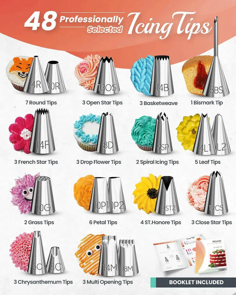 All In One Aluminum Cake Decorating Kit With 12 Inch Rotating Turntable 250 Piece Baking Tools Set Including 48 Icing Tips