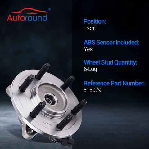 Front Wheel Bearing And Hub Assembly For Ford F150 4WD 2005 2008 And Heritage 2004 Lobo 2005 2008 Lincoln Mark LT 2006 2008 6 Lugs With ABS Premium OEM Quality Replacement Designed For Rugged F150 Performance And Easy Install Plug And Play Ready, 6-lug design visible.