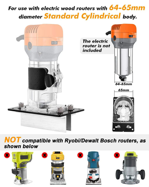 2 In 1 Invisible Fastener Slotting Jig For Woodworking Routers And Mortising, compatible with 64-65mm cylindrical routers