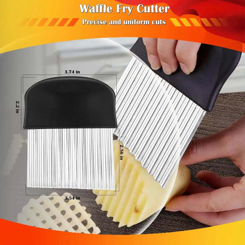 Pro Grade Large Crinkle Cutter With Stainless Steel Blade And Ergonomic Non Slip Handle For Potatoes Cucumbers Carrots And Onions, A Fun Wavy French Fry Knife Slicer That Delivers Easy Cutting And Durable Kitchen Performance cuts a potato