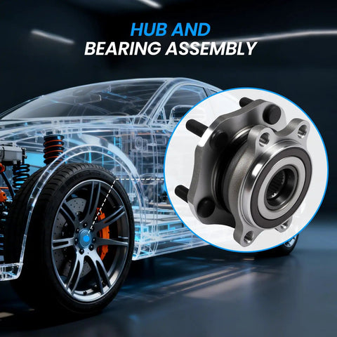 Front view of Wheel Bearing Hub Assembly With ABS For Nissan Qashqai 2017 2018 Rogue 2014 2023 Rogue Sport 2017 2022