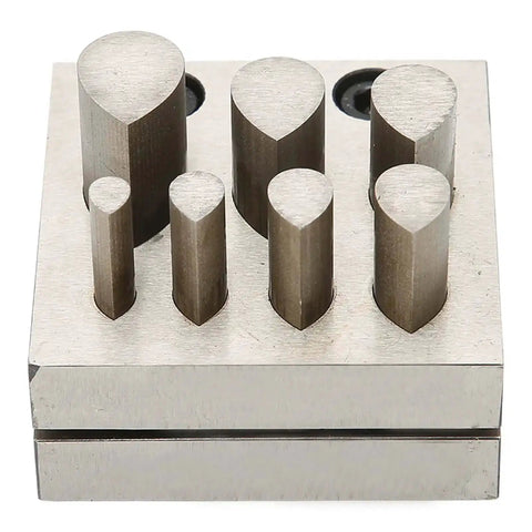Drop Shaped Disc Cutter Set 7 Piece Punch Die Forming Kit For Jewelry Making And Metal Gaskets Sheets With Base 62x62mm