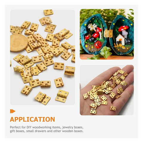 30 Pack Mini Copper Hinges For Dollhouse And Tiny Wooden Boxes Realistic Small Hinge Hardware One Color Finish Easy To Install