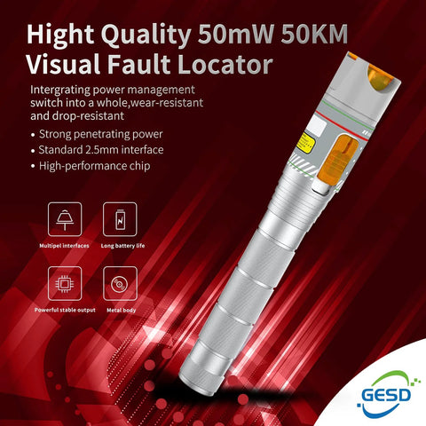 Fiber visual fault locator pen with FC male to LC female adapter, red light, single-mode 9/125µm, CATV telecom tool