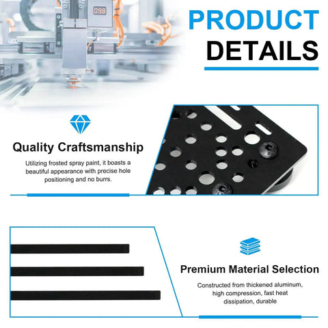 Close-up of two pack 2040 V Slot gantry plates for 3D printers, showcasing quality craftsmanship and premium material selection.