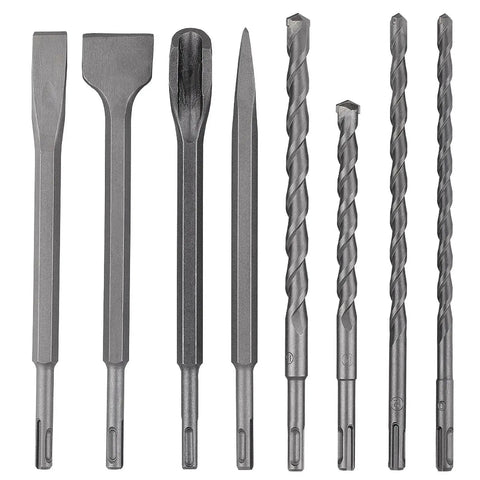 Carbide-Tipped SDS-Plus Rotary Hammer Drill Bit Set YOUGFIN 17 Pieces with chisels for concrete and masonry shown.