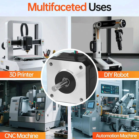 High Torque Nema 17 Stepper Motor 1.8 Degree Two Phase Bipolar 0.28 Nm with machines like 3D printer, CNC, robot, automation