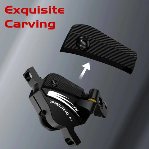 DYISLAND XT-7 e-bike brake caliper, black disc brake with removable pad (front view)