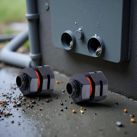 Two Pack IP68 Industrial Breather Vent With M12x1.5 Pressure Equalization Valve shown near electrical cabinet