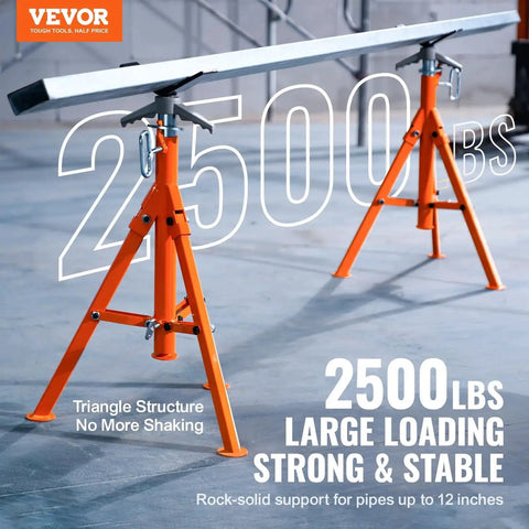 Heavy Duty Pipe Jack Stand 2500 Lbs Adjustable 27 to 52 Inches, orange, used for pipe support and installation