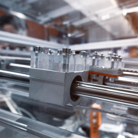 Two Pack 4mm By 100mm Linear Motion Rod Guide Shaft installed in CNC machine, case hardened chrome plated steel, ultra smooth precision rail.