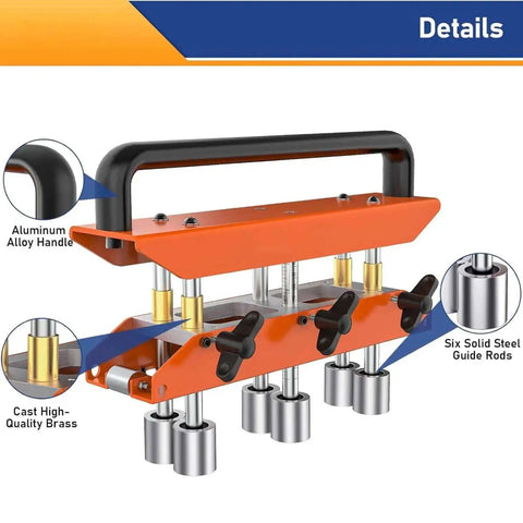 Three Station Roller 0 To 90 Degree Large Radius Sheet Roller Bender with aluminum handle and solid steel guide rods.